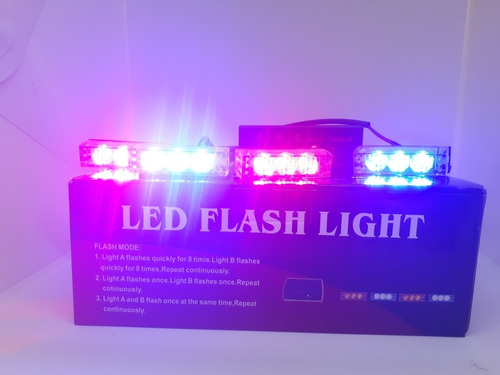Imagen 3 de 5 de Luces Estrobos Policía Flas 12 Led Azul Y Rojo 3 Juegos