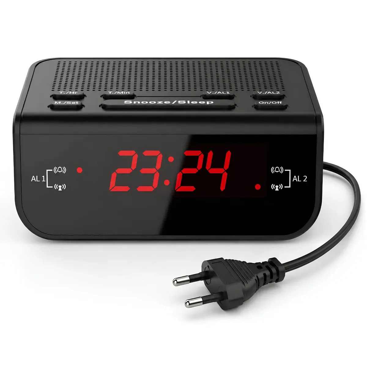 Rádio Relógio Despertador Digital AM FM com Alarme duplo bivolt