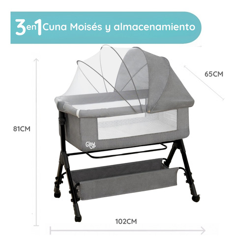 Cuna Corral Colecho Colchón Mudador Mosquitero Bebe Glowup