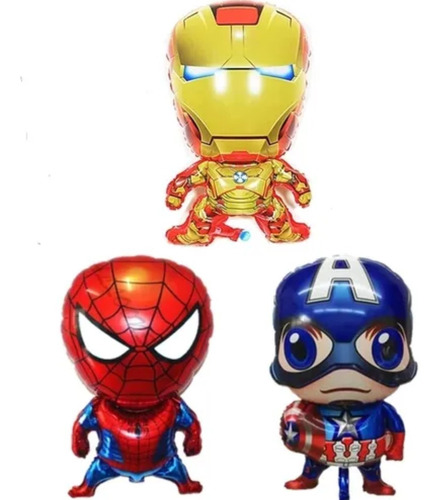 3 Globos Avengers Capitan América  Iron Man  Y Hombre Araña 