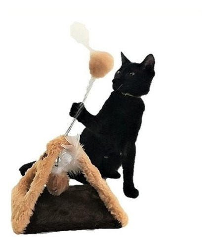 Brinquedo Pirâmide Para Gato Em Pelúcia Com Bolinhas E Penas