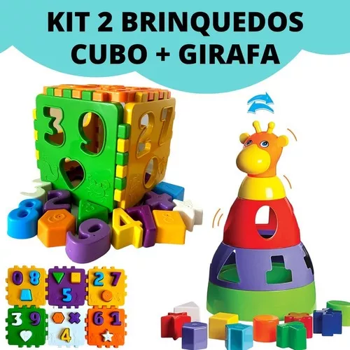 Cubo didático jogo de encaixe as peças bebê 1 ano infantil educativo  brinquedo