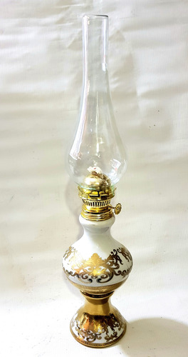 Lámpara De Aceite Porcelana Retro,44 Cm.colección,usable (Usado)