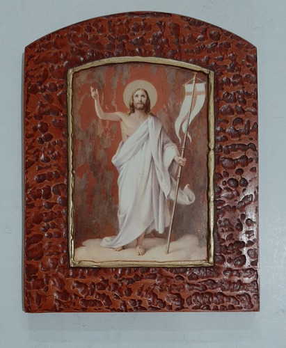 Cuadro Resurrección De Jesús - 13 X 18 Cm - Estucado A Mano