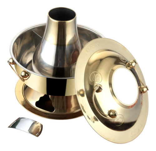 Cobre Olla Shabu Olla Multiusos División Dorada De 30cm