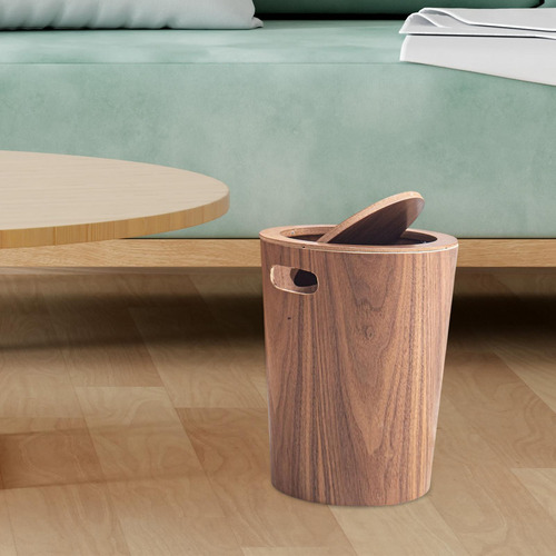 Bote De Basura De Madera Con Tapa De Residuos De Madera Bin
