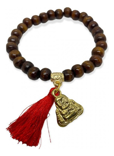 Pulseira Japamala 27 Contas Com Buda Madeira E Silicone