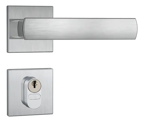 Foto real de Fechadura Porta Externa 80335 Escovado Roseta Aco INOX Stam
