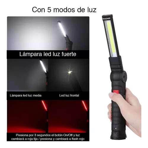 Linterna Led Recargable Usb Imán Modos Luz Camping Mecánico