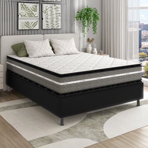 Sommier 2 Plazas Espuma D50 + D26 Doble Pillowtop 120kg 28cm Color Gris