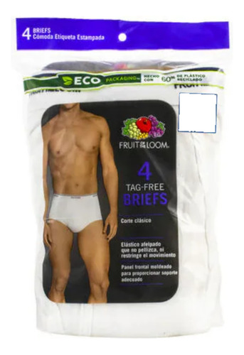 Fruit Of The Loom Trusa Blanca 4 Piezas Cab Mod 7601 Briefs