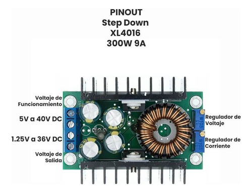 Modulo Regulador De Voltaje Xl4016 Step Down 300w 9a