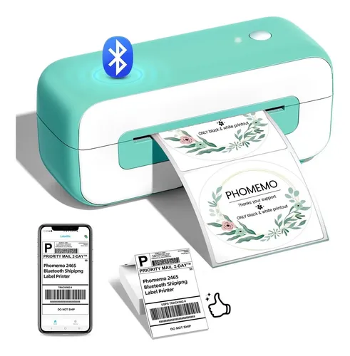 Thermal Shipping Label Printer Phomemo Green Bluetooth 2025