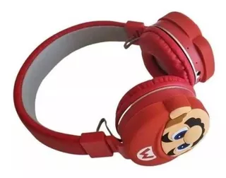 Audífonos De Diadema Mario Bros Con Bluetooth Niño Color Rojo Color de la luz Azul