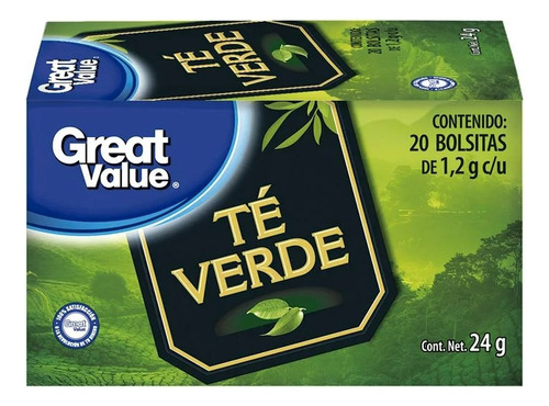 10 Pzas Té Verde Great Value 18 Sobres 1.2 G C/u