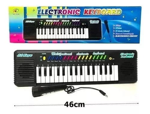 Teclado Infantil Eletrônico Musical para Criança com Microfone Preto -  Aladim Kids