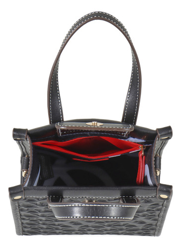 Bolsa Tote Para Mujer Cloe Chica Textura Alto Relieve Color Negro
