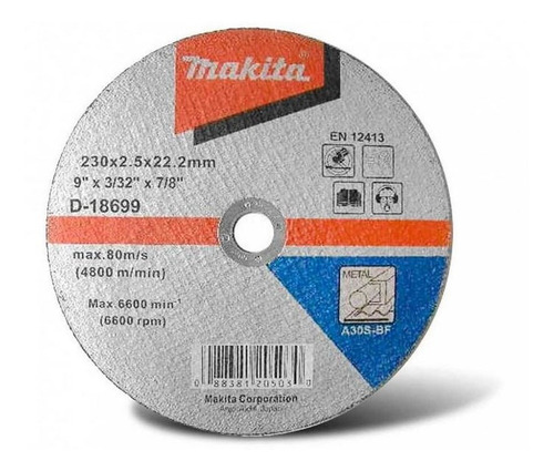 Pack 10. Disco Corte Metal Makita 230 Mm (9 )  2,5mm  A30s