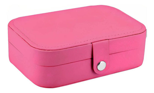 Porta Jóias Para Viagem Caixa Bolsa Com Ziper Anel Compacto Cor Rosa Pink