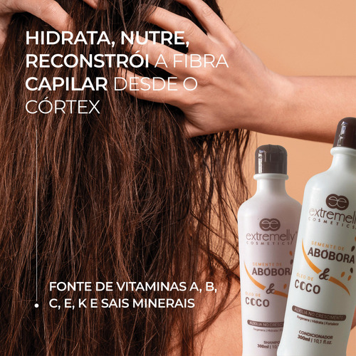Shampoo Abóbora Oléo De Coco Crescimento Capilar Força Nutre