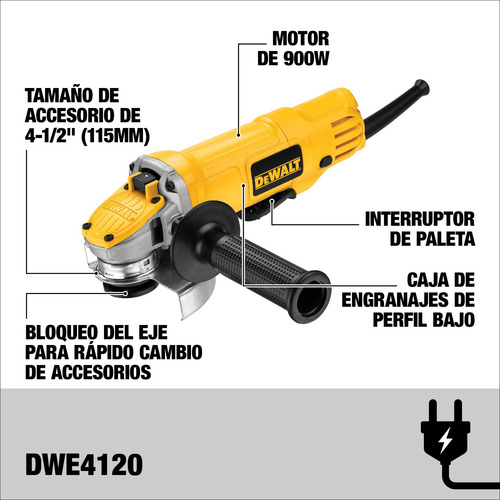 Esmeriladora Angular 4 1/2¨dewalt Dwe4120x-b3 900w+3 Discos