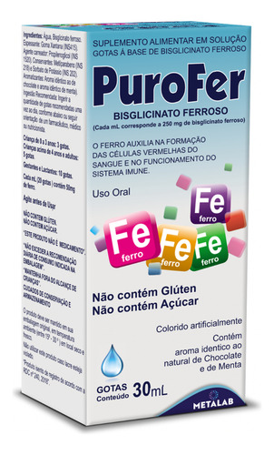 Purofer Bisglicinato 250mg/ml 30ml Neutrofer Sabor Sem Sabor