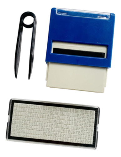 Kit De Carimbo Faça Você Mesmo Com Carimbo 18mmx47mm Azul