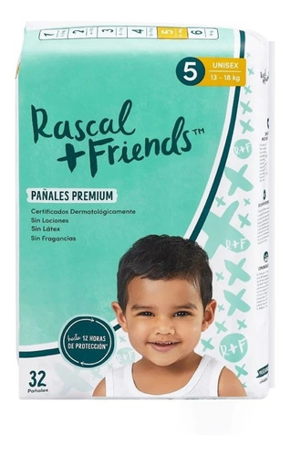 Pañales Rascal + Friends Premium Etapa 5 Unisex 32 Pañales