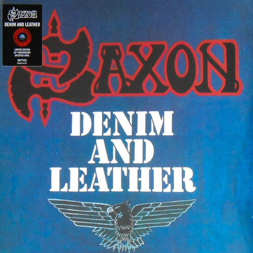 Lp Saxon Denim & Leather 2021 Color Red Black Splatter Vinil