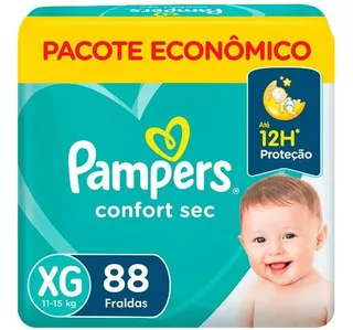 Fraldas descartáveis infantis confort sec com 88 unidades tamanho XG Pampers