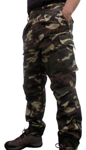 Pantalón Cargo Camuflado Verde Selva Gabard Reforzado C Puño
