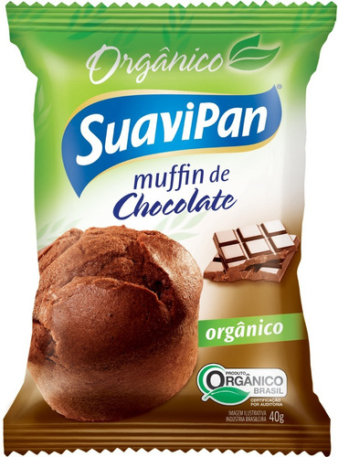 Bolinho Muffin Organico Chocolate Suavipan - Caixa Com 12un