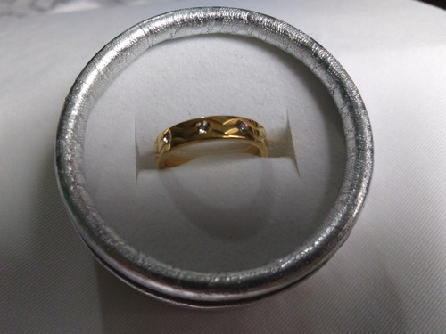 Argolla Para Compromiso, Matrimonio, Dorado, Piedras