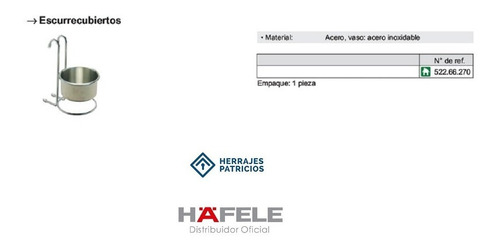 Imagen 2 de 4 de Escurre Cubiertos Acero Hafele Cod. 522.66.270 Colgante