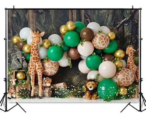 Selva Kids Cake Smash Backdrops Safari Animales Globos Bebé