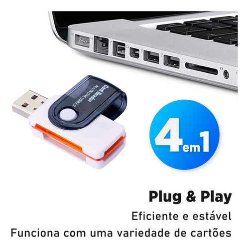 10 Adaptador Cartão Memória 4 Em 1 Microsd T-flash Mmc Sd
