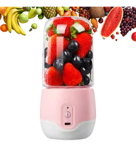 Mini Liquidificador Juice Portátil Recarregável Usb 400ml Rosa