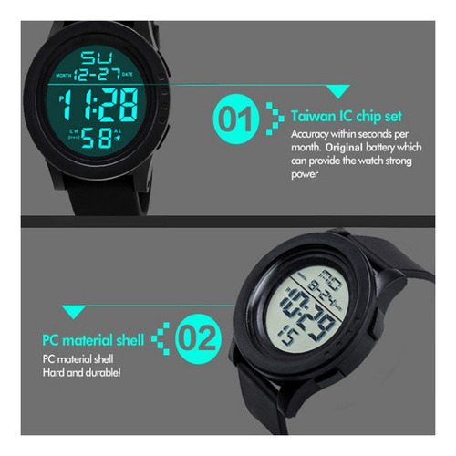 Reloj Deportivo Impermeable De 2 Piezas Para Adolescentes