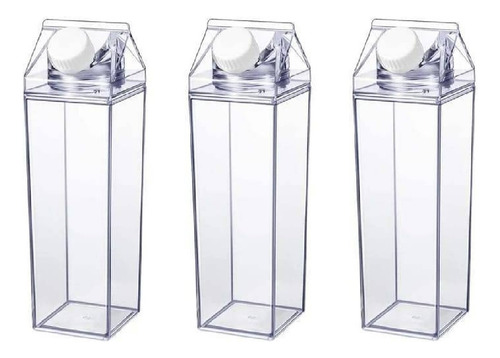 Garrafas Plástico Transparente Caixa De Leite 500ml Kit 3 Un