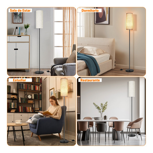 Lampara De Piso Moderna Led 3 Temperaturas Color Ajustable