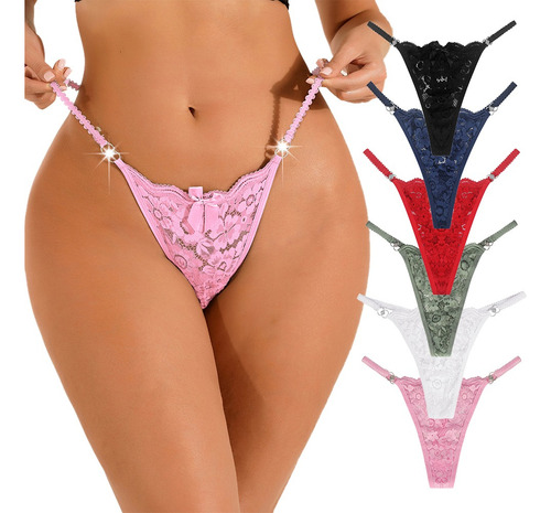 ` Bragas For Mujer Tangas Encaje Sexy Cintura Baja 6 Piezas