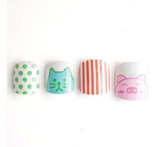 Yunail Nuevos Animales Lindos Niños Uñas Postizas 24 Unids