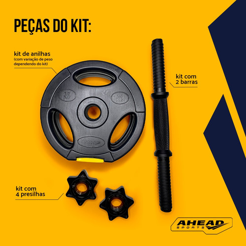 Kit Halteres Peso Musculação Ajustável Halter Até 30kg Cor Preto