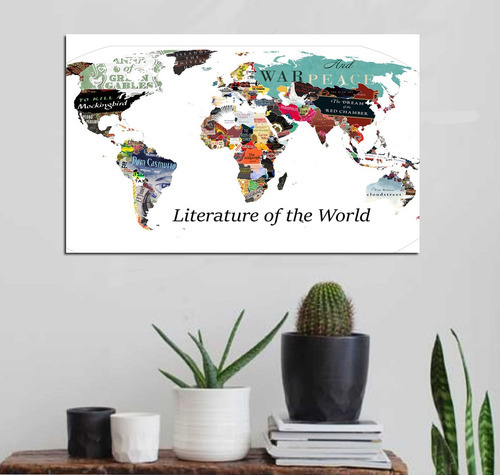 Vinilo Decorativo 20x30cm Mapa Literatura Mundo Libro Plan