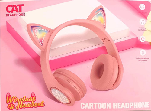 Audífono Bluetooth Diadema Gato Con Luz