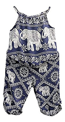 2pcs / Set Kids Baby Girls Elephant Jumpsuit Romper, Straps 