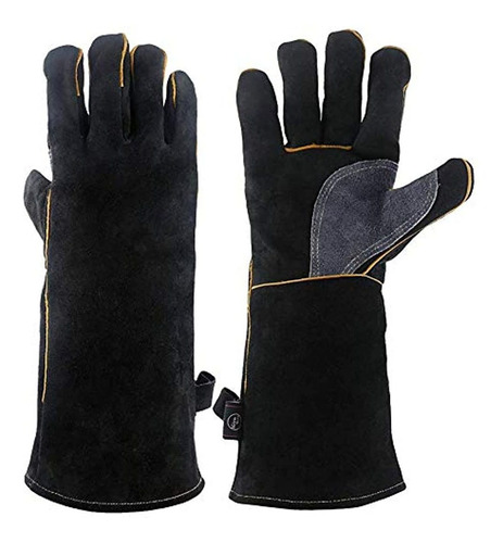 Guantes De Cuero Resistencia Al Calor Y Al Fuego, Negros