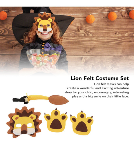 Conjunto De Fantasias De Feltro De Leão Com Máscaras De Anim