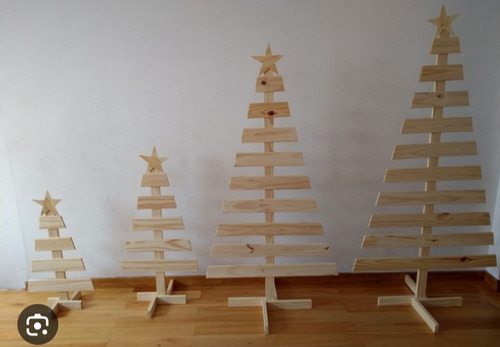 Pino De Navidad Decoracion Madera  50cm De Alto