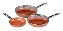 Comprar Sartenes X 3 Eternity Copper Antiadherente de Alta Resistencia Cocina Saludable Sin Aceite Apta Para Inducción Gas y Eléctrica Fácil de Limpiar